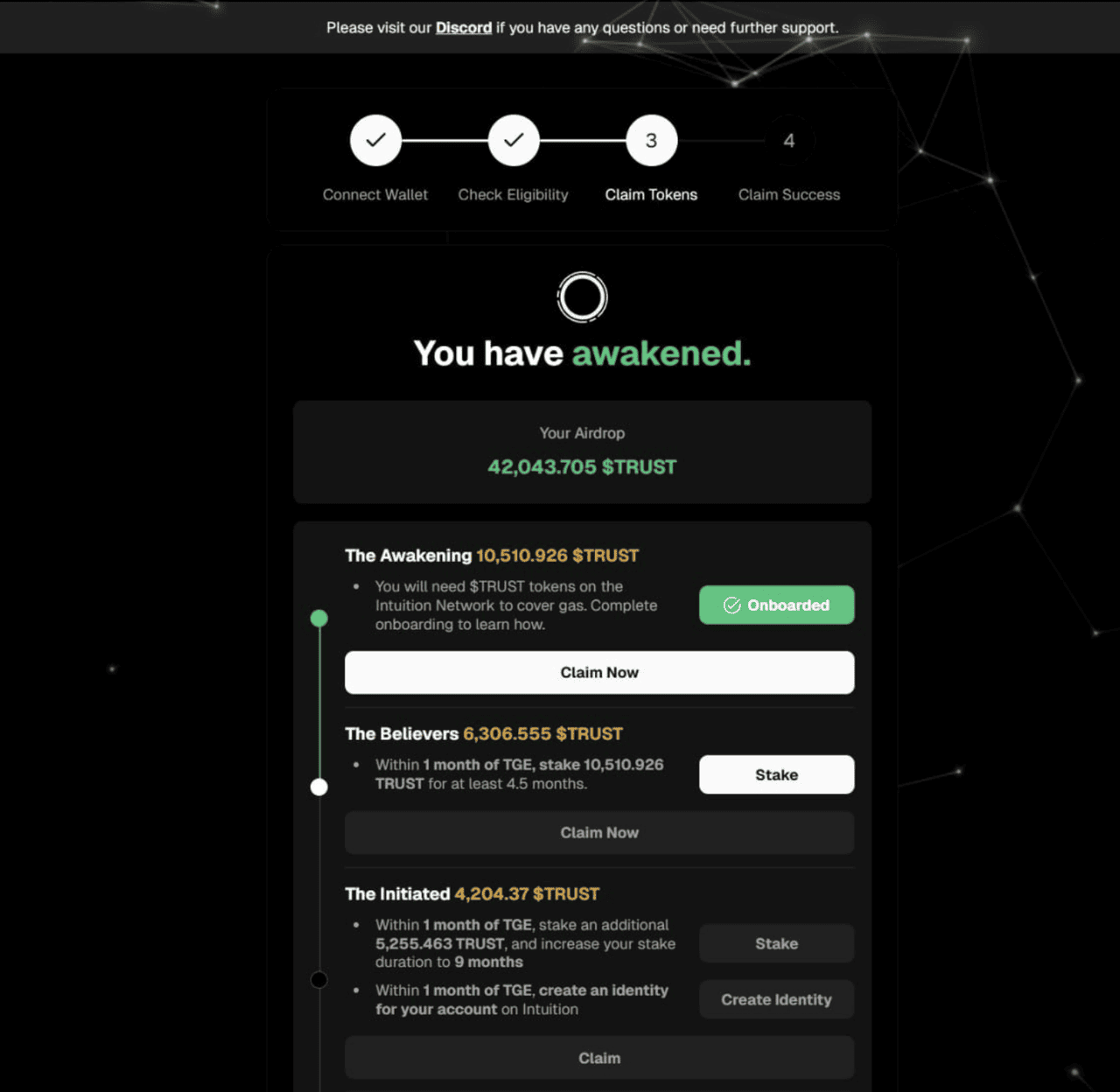 Claim and Stake $TRUST