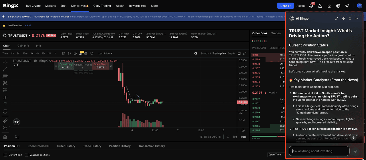 Long or Short $TRUST on BingX Futures Trading